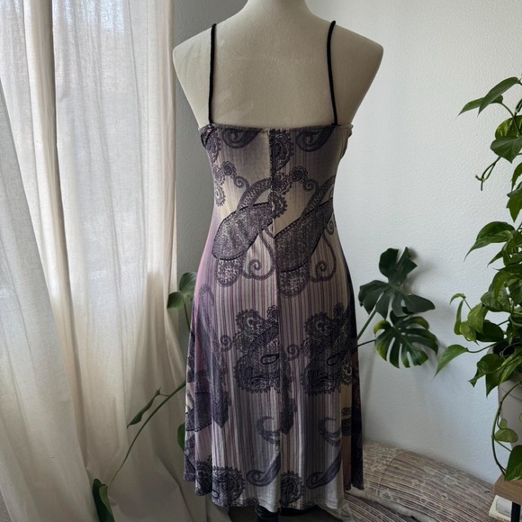 Y2k Purple paisley print midi dress with beaded straps #fairycore #y2kfashion - Picture 5 of 5